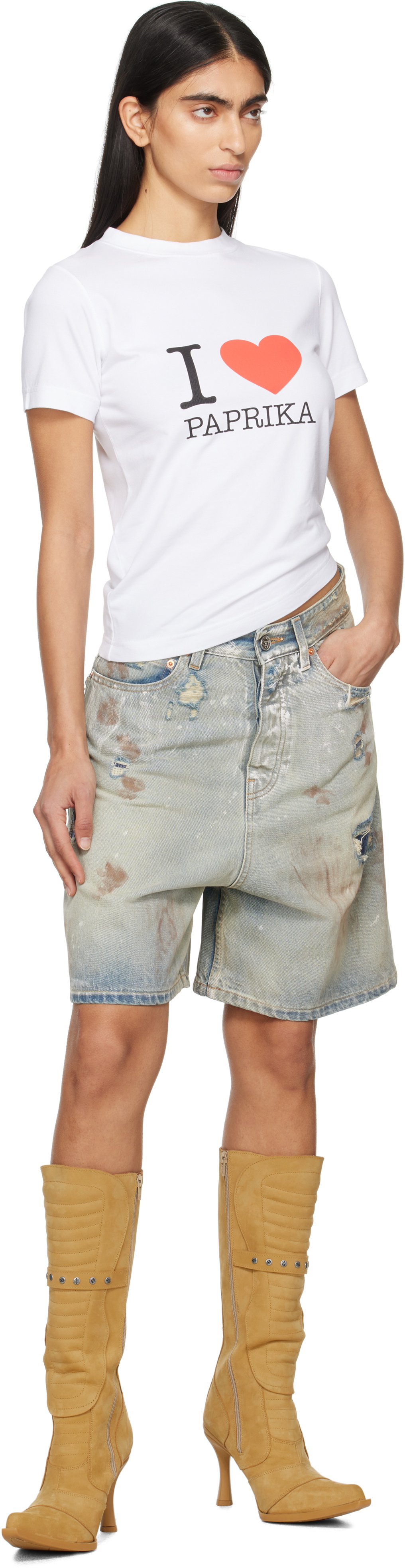VETEMENTS Blue Trashed Denim Shorts