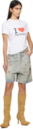 VETEMENTS Blue Trashed Denim Shorts