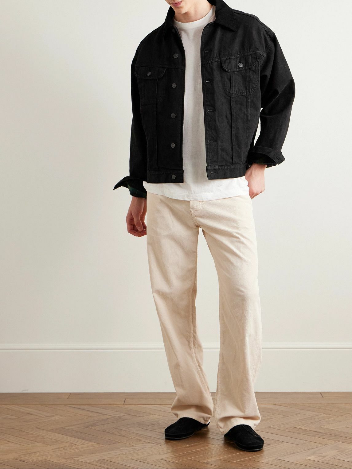 The Row - Joret Corduroy-Trimmed Denim Jacket - Black The Row
