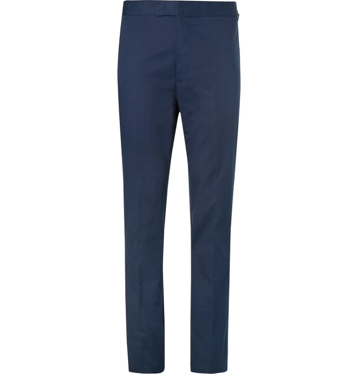 Photo: Kingsman - Navy Stretch-Cotton Twill Trousers - Blue