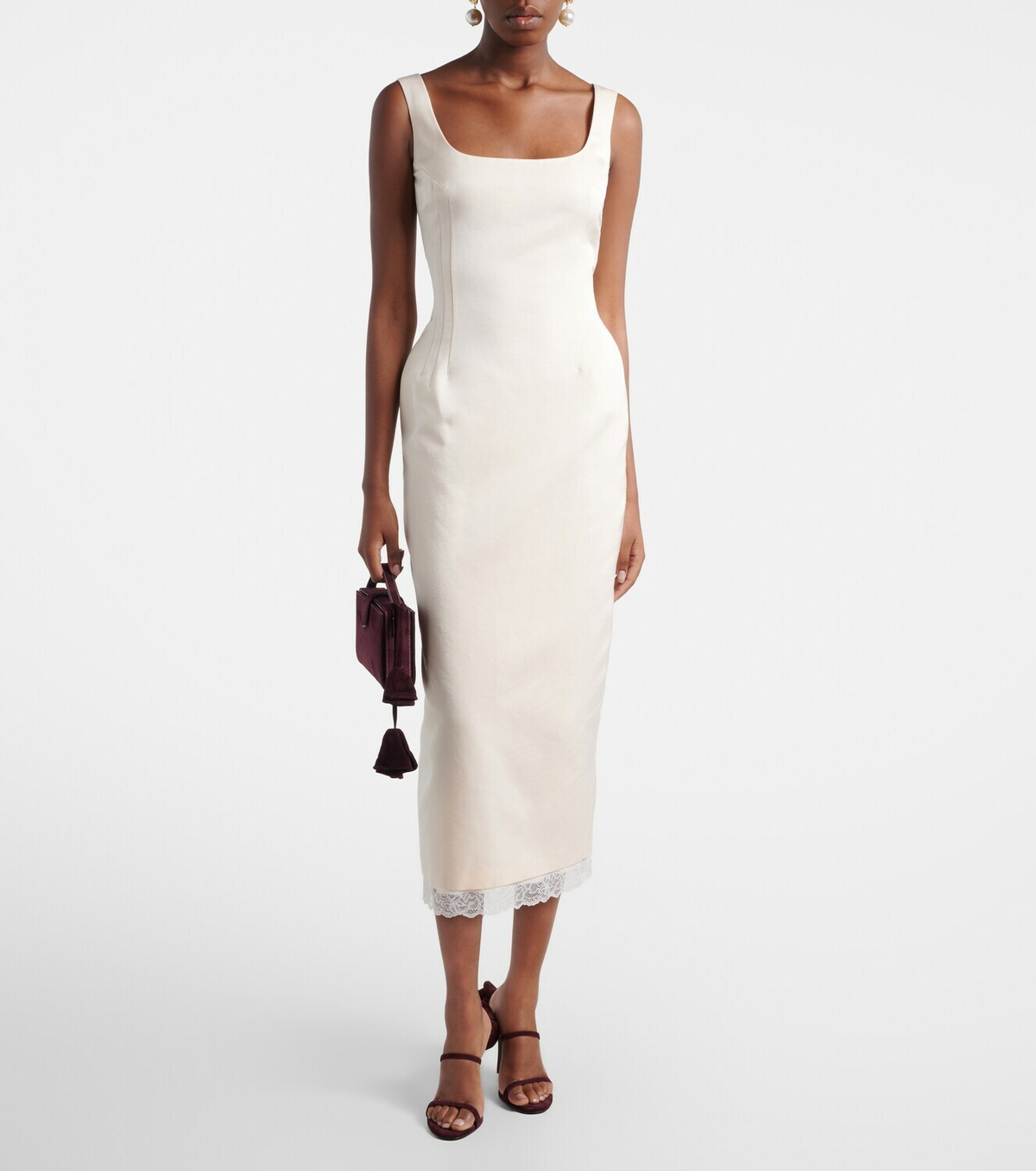 Magda Butrym Lace-trimmed cotton and silk midi dress