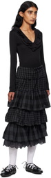 OPEN YY Black Rolled Waist Tiered Midi Skirt