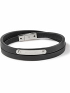 SAINT LAURENT - Leather and Silver-Tone Wrap Bracelet - Black