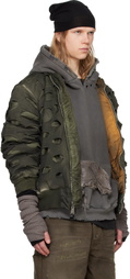 Alexander Digenova Khaki Double Layer Reversible Bomber Jacket