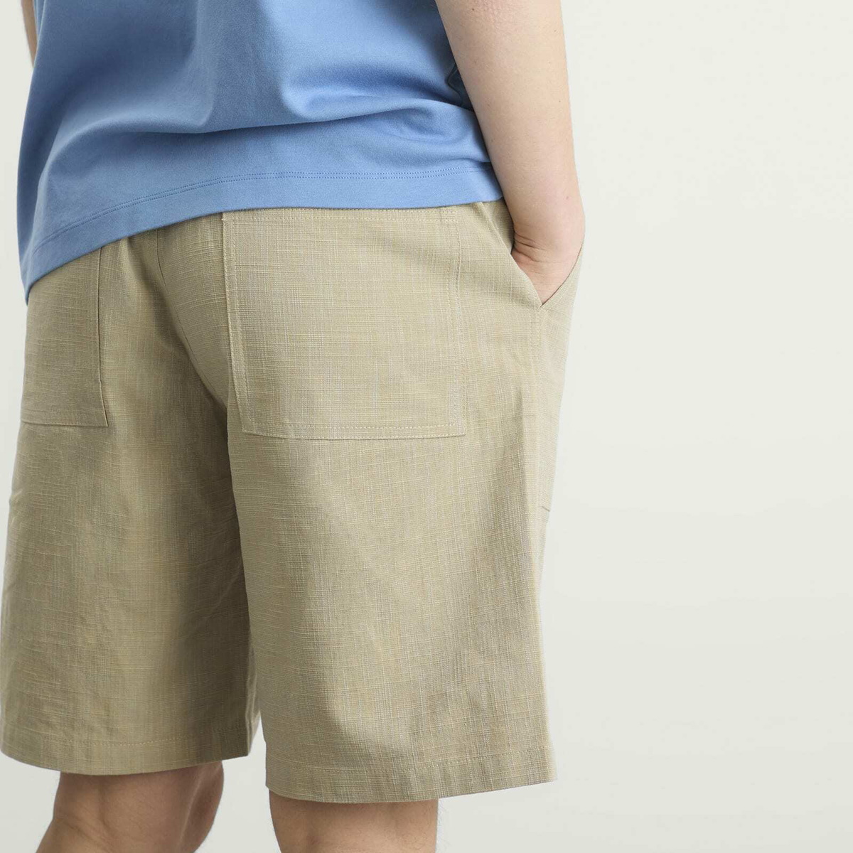 Drôle de Monsieur Men's Cotton Elasticated Waist Shorts in Kaki