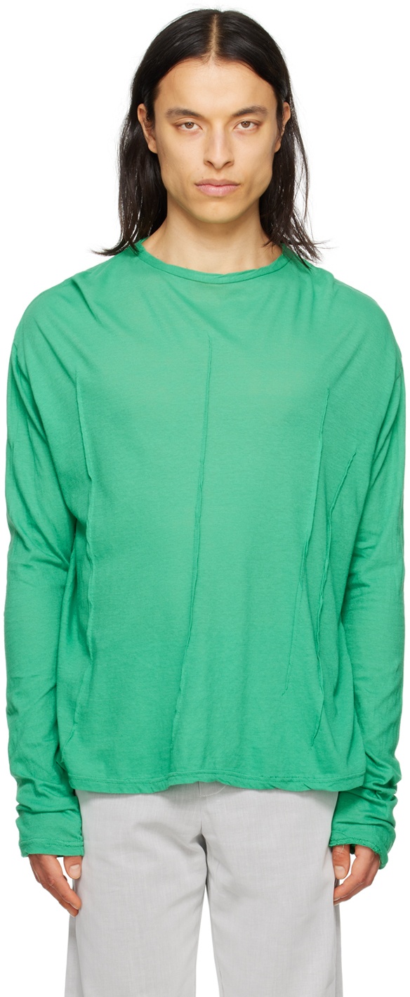 Edward Cuming Green Darted Long Sleeve T-Shirt