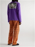 Acne Studios - Edvard Munch The Scream Printed Embroidered Cotton-Blend Jersey T-Shirt - Purple