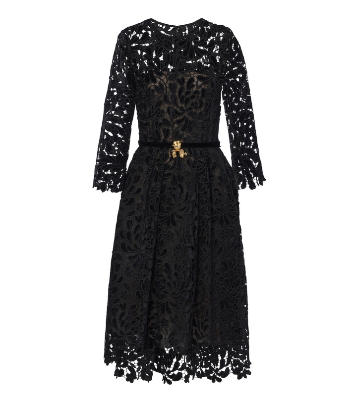 Photo: Oscar de la Renta Belted guipure lace midi dress
