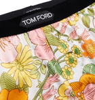 TOM FORD - Velvet-Trimmed Floral-Print Stretch-Silk Satin Boxer Shorts - Multi