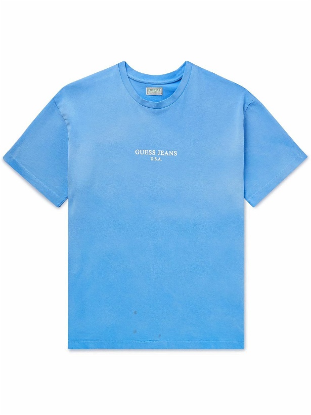 Photo: Guess USA - Logo-Print Cotton-Jersey T-Shirt - Blue