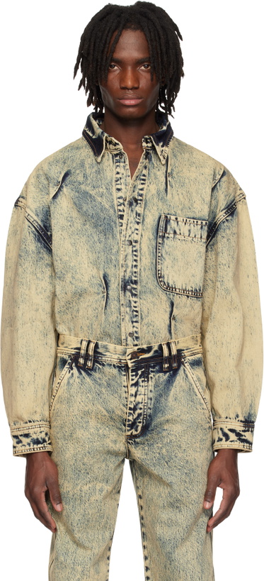 Photo: KUSIKOHC Navy & Beige Multi Rivet Denim Shirt