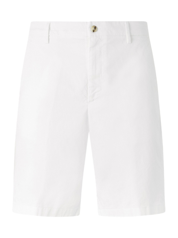 Photo: Canali - Straight-Leg Stretch Cotton-Blend Gabardine Shorts - White