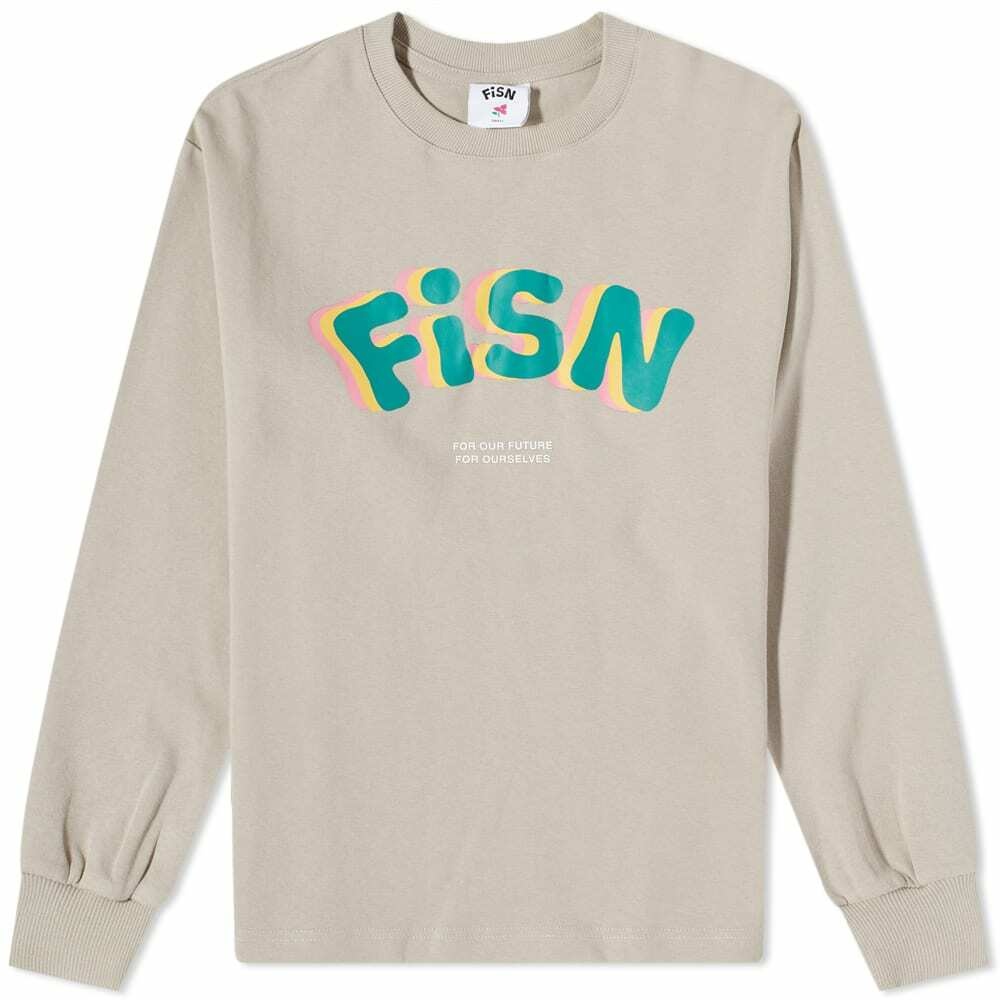Photo: FiSN Men's Long Sleeve Logo T-Shirt in Beige