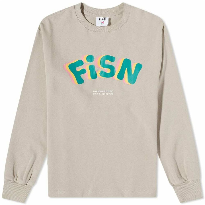 Photo: FiSN Men's Long Sleeve Logo T-Shirt in Beige