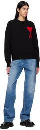 AMI Paris Black Ami de Cœur Sweater