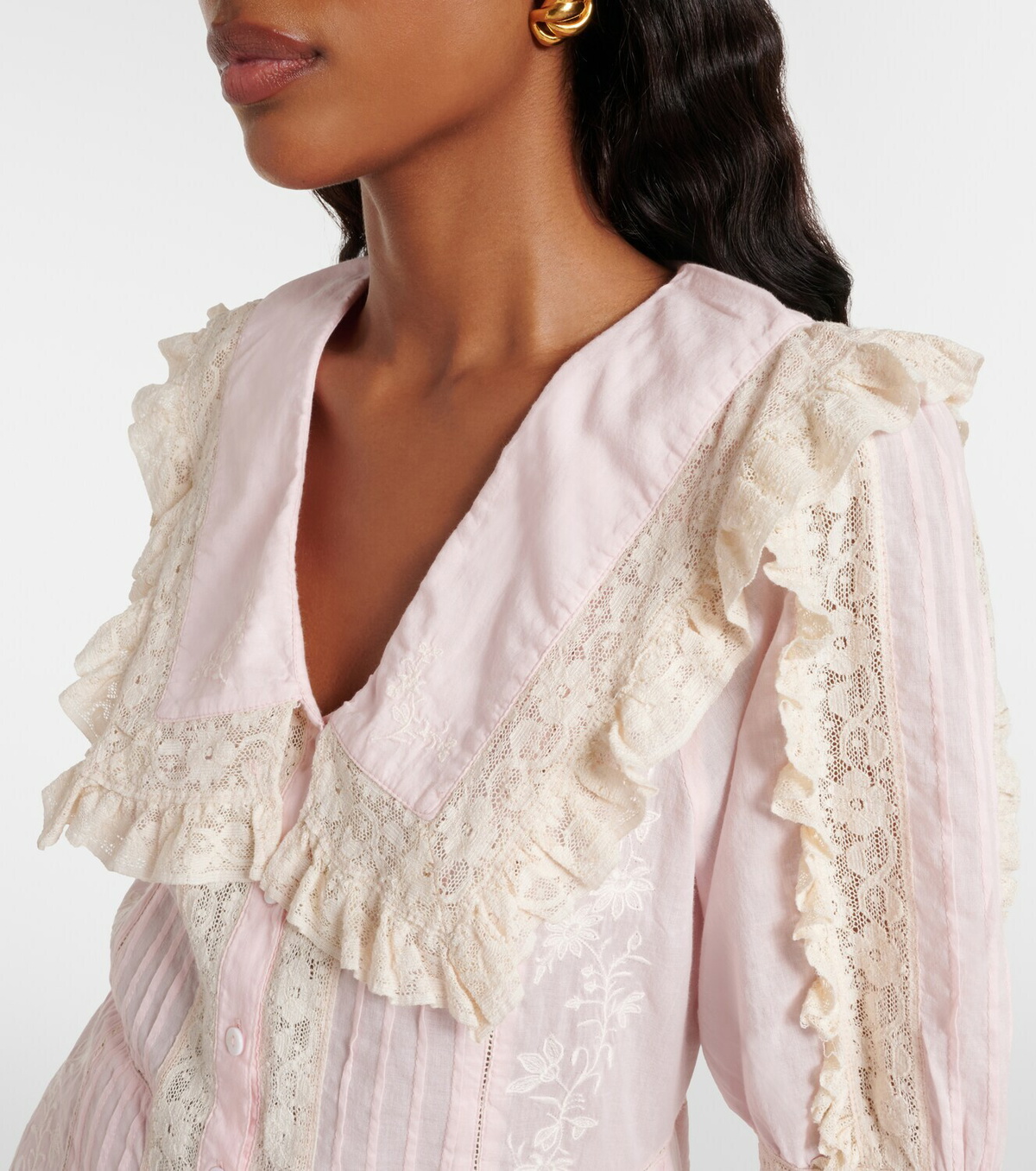 Rixo Dove embroidered cotton voile minidress