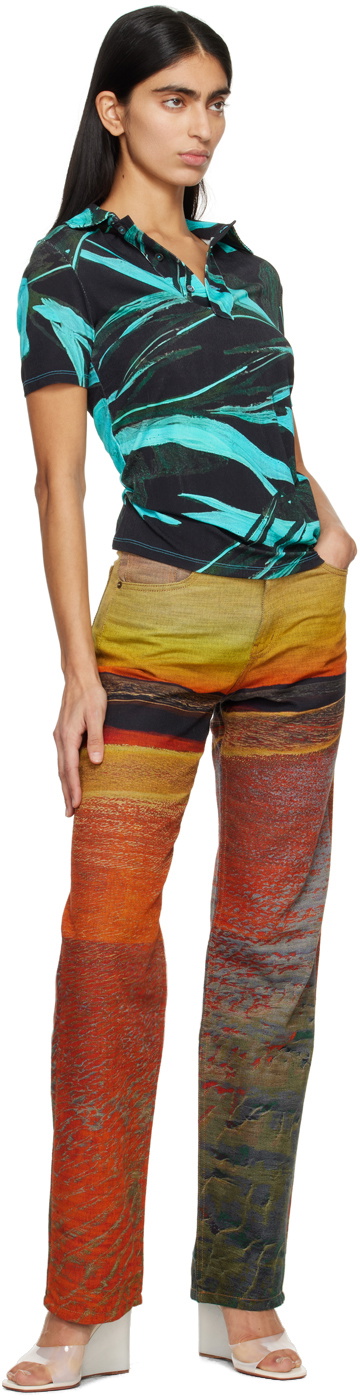 Louisa Ballou Black & Blue Printed Polo