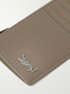 SAINT LAURENT - Logo-Appliquéd Pebble-Grain Leather Wallet