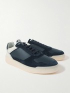 Brunello Cucinelli - Slam Perforated Leather and Suede Sneakers - Blue