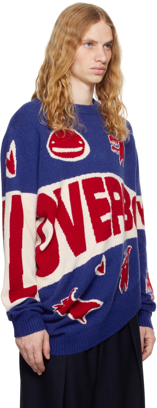 Charles Jeffrey LOVERBOY Blue & Red Topsy Turvy Loverboy Logo