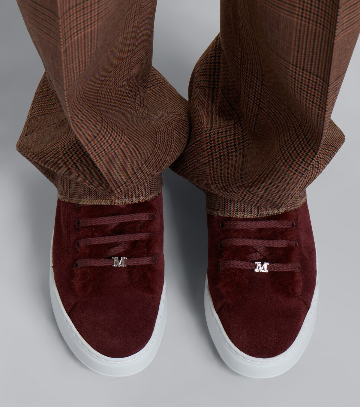 Max Mara Shearling-lined suede sneakers
