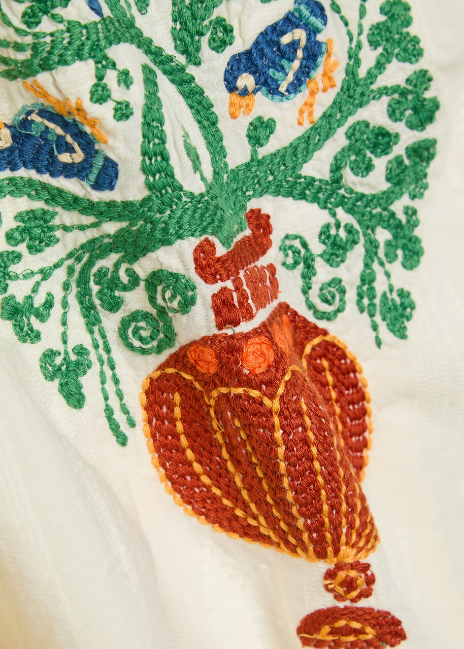 Mother The Peasent Poet Embroidered Cotton Shirt White