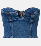 Magda Butrym Floral-appliqué denim bustier top