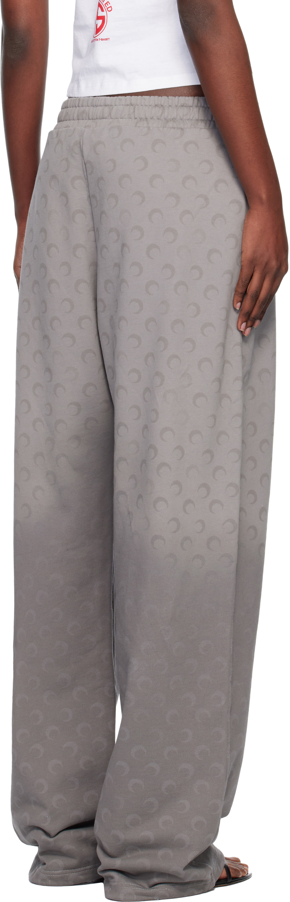Marine Serre Gray Faded Moon Fleece Sweatpants