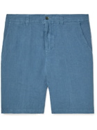 120% - Straight-Leg Linen Bermuda Shorts - Blue