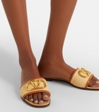 Valentino Garavani VLogo leather-trimmed raffia slides