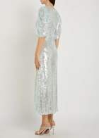 Roberta Einer Drama Sequin-embellished Stretch-mesh Maxi Dress Silver