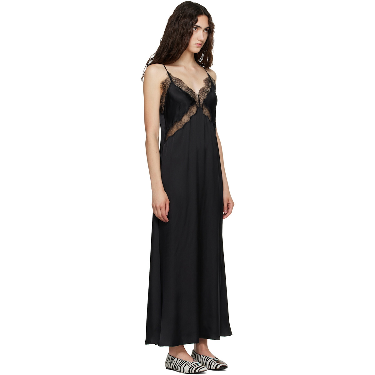 ANINE BING Black Magnolia Midi Dress