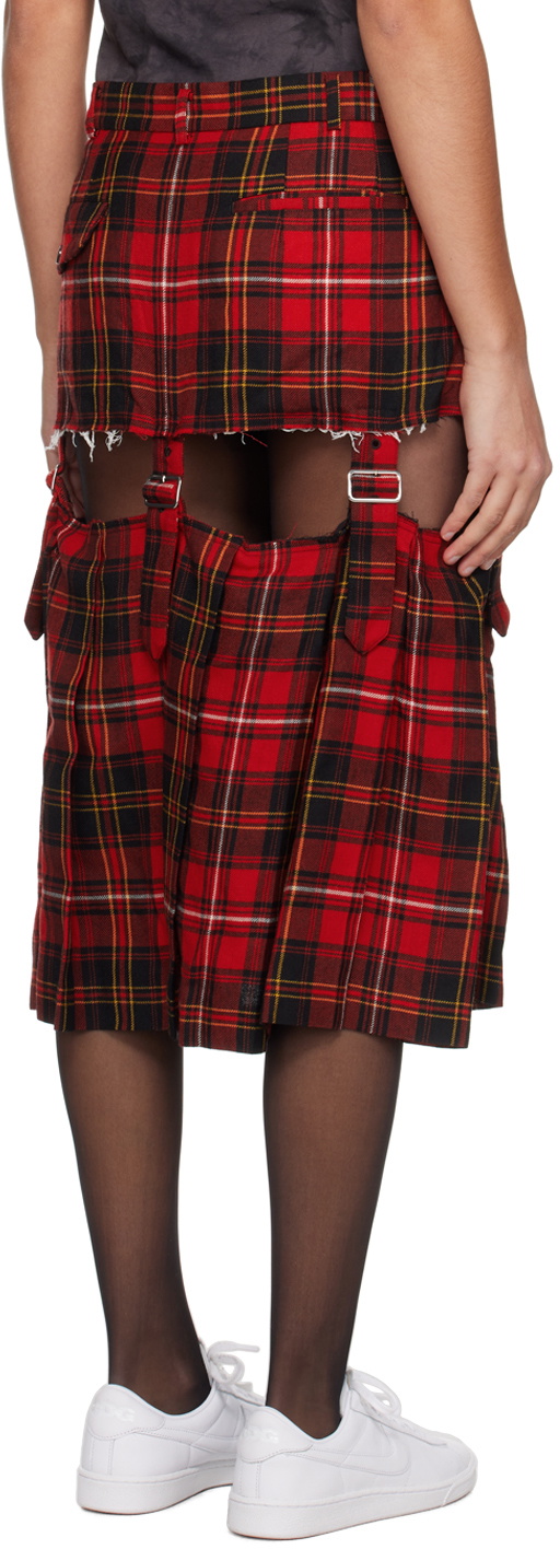 Black Comme des Garçons Red Cutout Midi Skirt