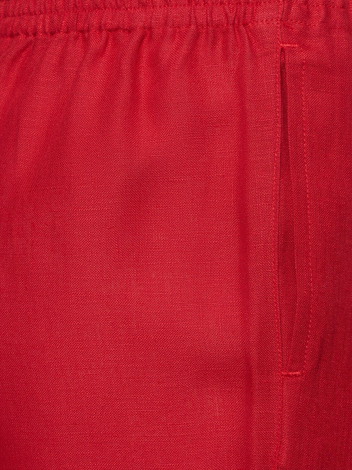 Simple Linen Column Elasticity Waist Bandage Pants