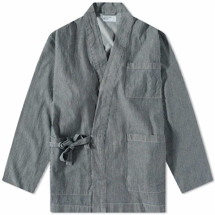 Photo: Universal Works Men's Hickory Stripe Kyoto Work Jacket in Indigo