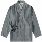 Universal Works Men's Hickory Stripe Kyoto Work Jacket in Indigo