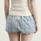 Acne Studios Women's Pebby Check Mini Shorts in Blue/White