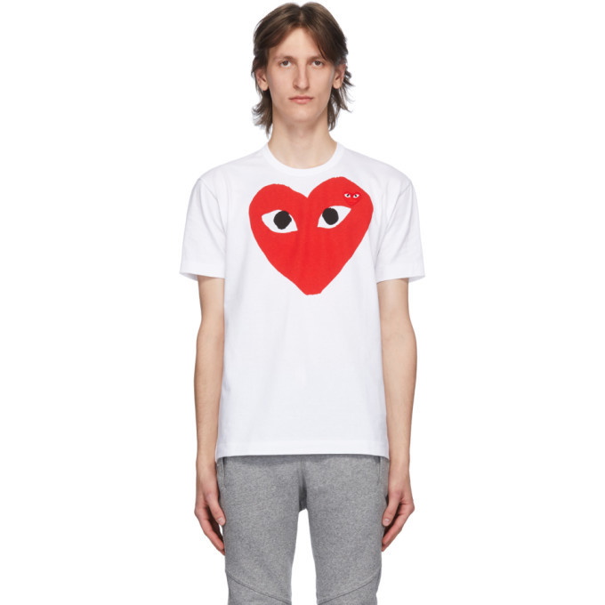 Photo: Comme des Garcons Play White and Red Big Heart T-Shirt