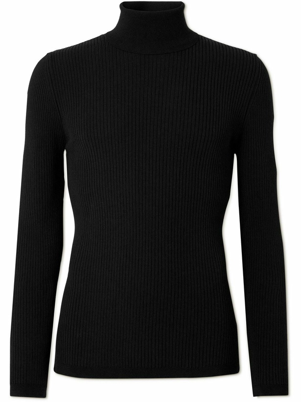 Photo: Fusalp - Ceillac Logo-Appliquéd Ribbed EcoVero™-Blend Rollneck Ski Base Layer - Black