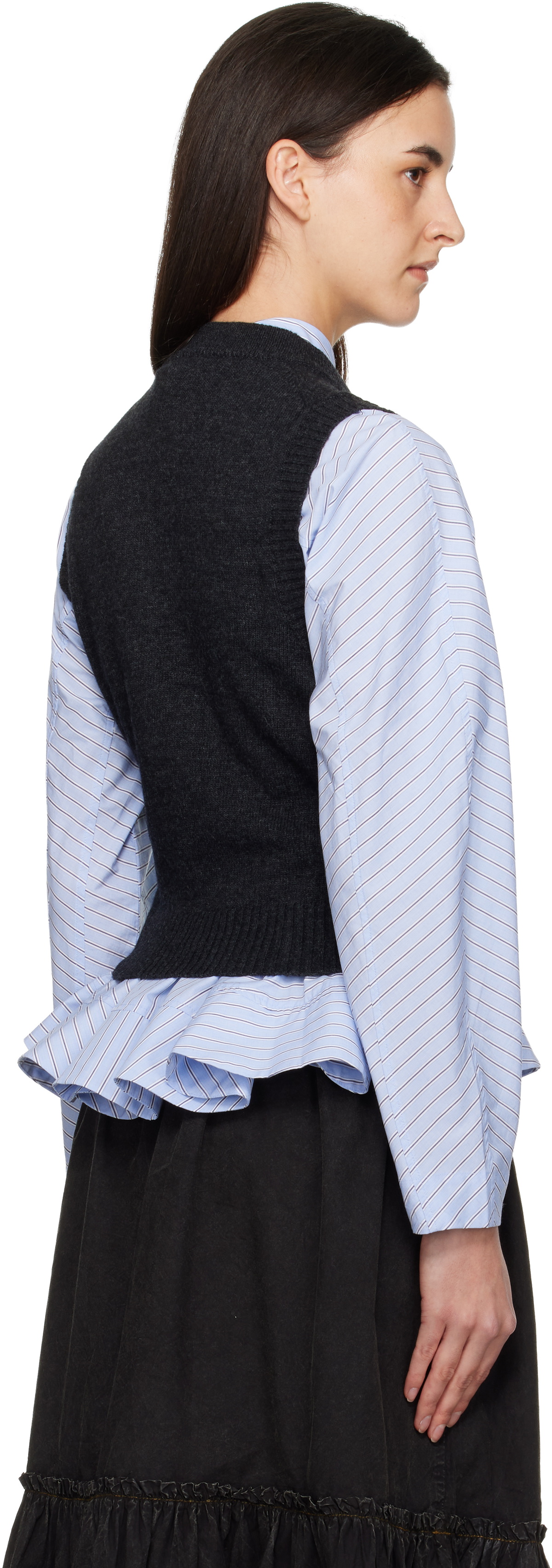 GANNI Grey Rose Wool Vest
