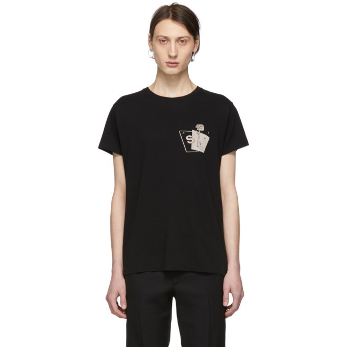 Photo: Saint Laurent Black Gun Rose Logo T-Shirt