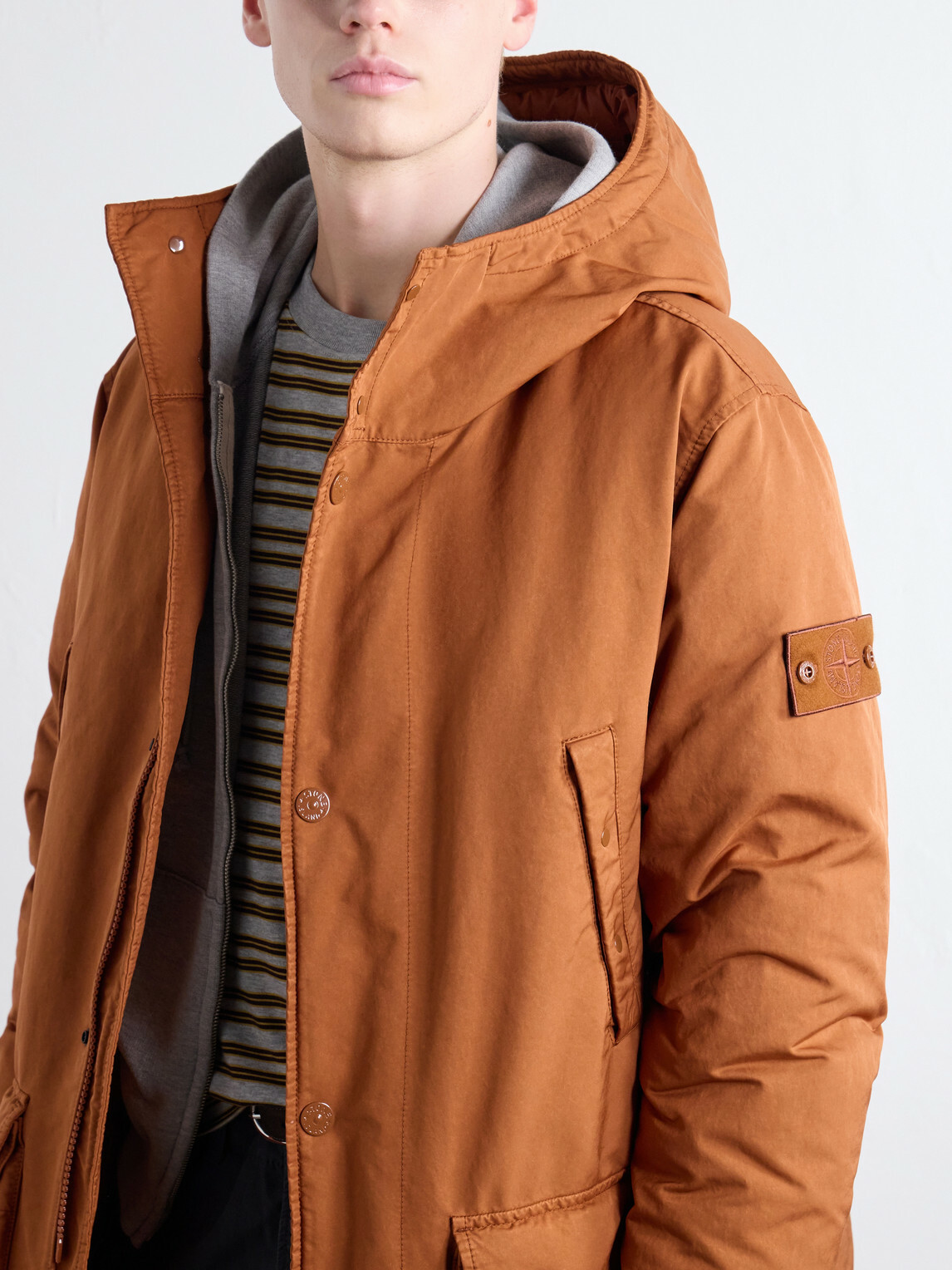 Stone Island - STONE ISLAND GHOST Garment-Dyed Shell Down Parka - Orange