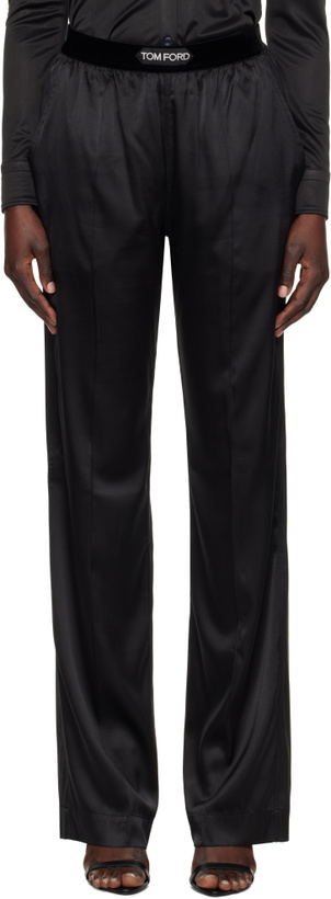 Photo: TOM FORD Black Stretch Silk Satin Lounge Pants