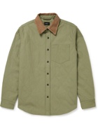 Bellerose - Freeman Corduroy-Trimmed Quilted Cotton Overshirt - Neutrals