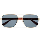 Gucci - Aviator-Style Gold-Tone and Tortoiseshell Acetate Sunglasses - Gold