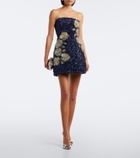 Là Fuori Midnight Rosette sequined silk corset dress