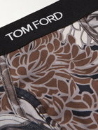 TOM FORD - Floral-Print Stretch-Cotton Jersey Boxer Briefs - Gray