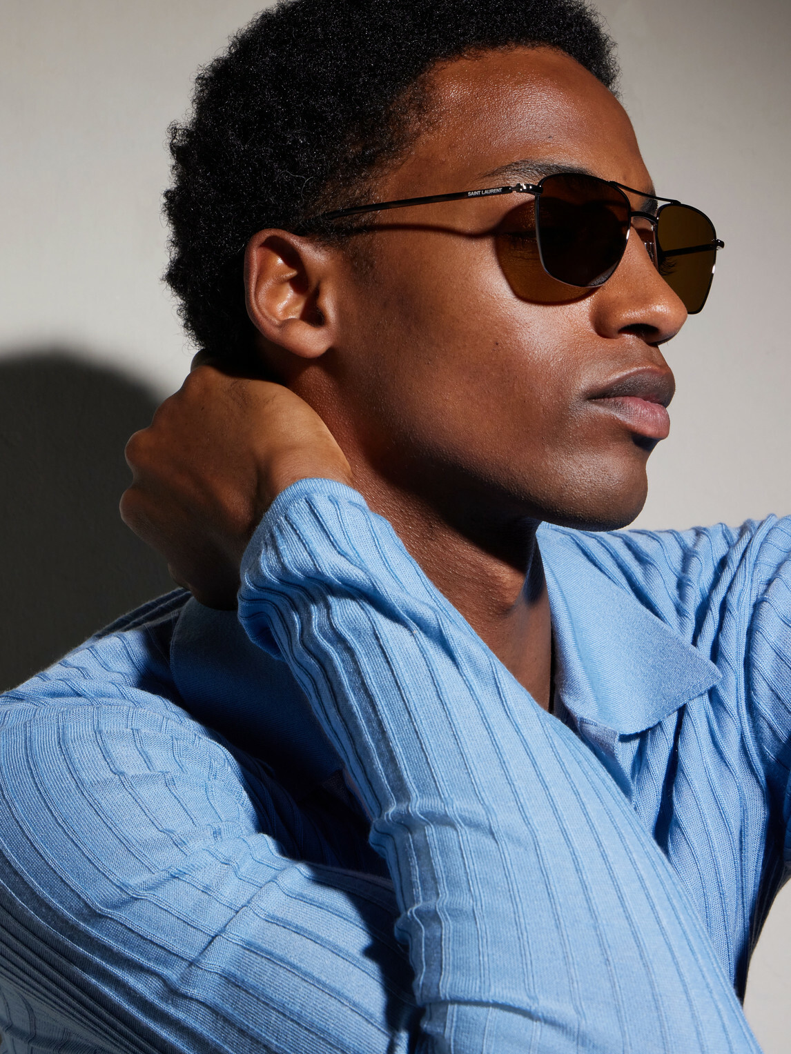 SAINT LAURENT - Squared-Frame Metal Sunglasses