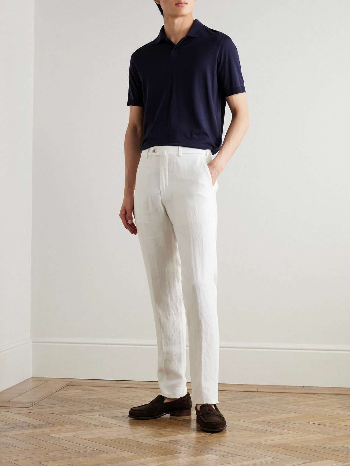 Loro Piana - Carlo Straight-Leg Linen Trousers - White Loro Piana