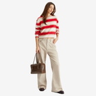 GUEST IN RESIDENCE Women's Grizzly Stripe Crew In Cashmere in True Red Combo